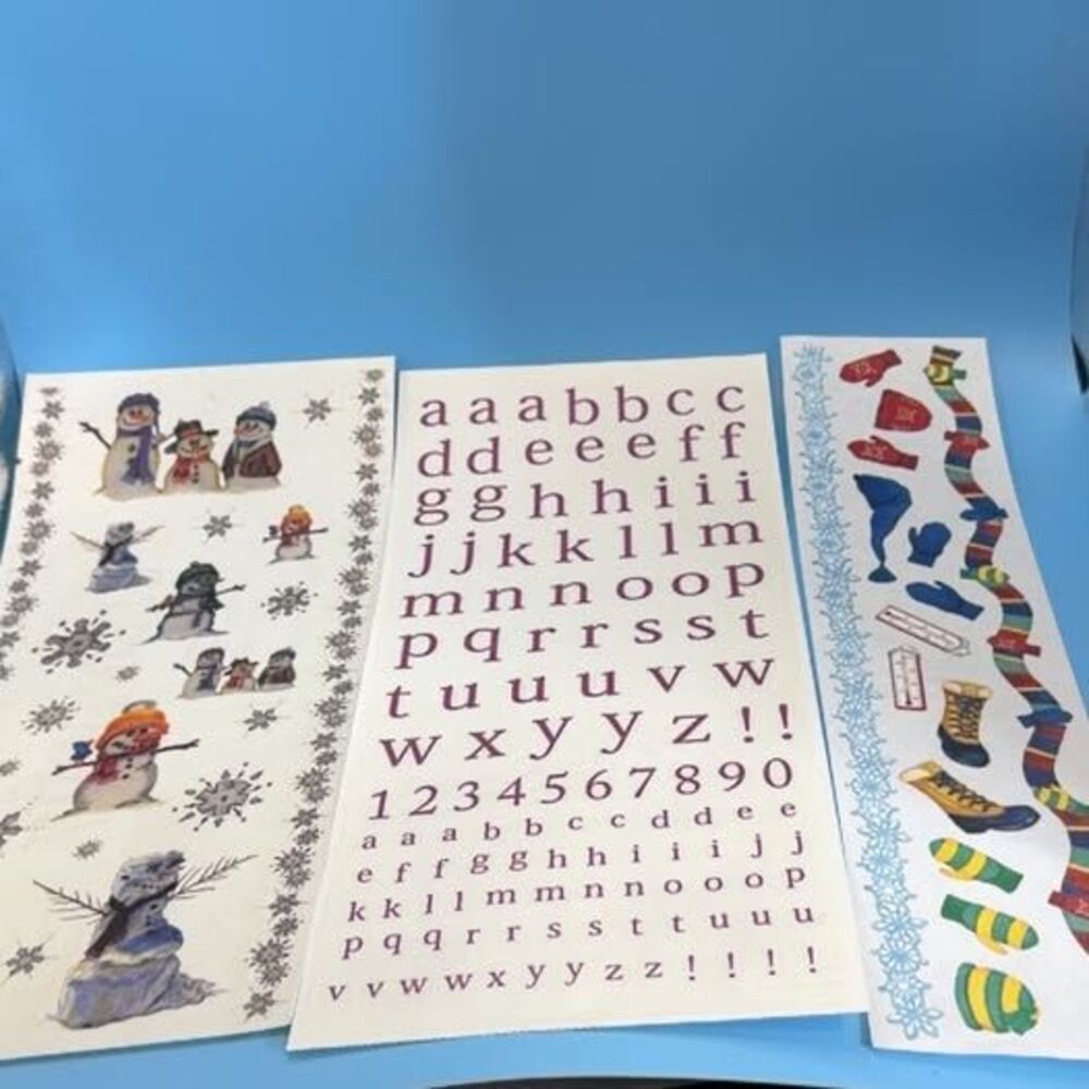 Snowman Alphabet Winter Stickers 3 Sheets